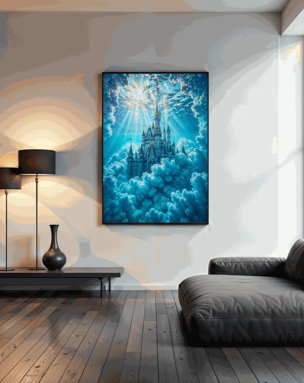 Enchanted sky castle fantasy artwork printable decor