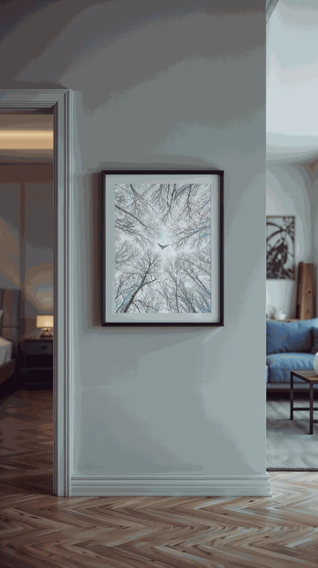 size options: A graphic showcasing the Soaring Eagle digital art in multiple sizes (from small to large) to illustrate its printable versatility.